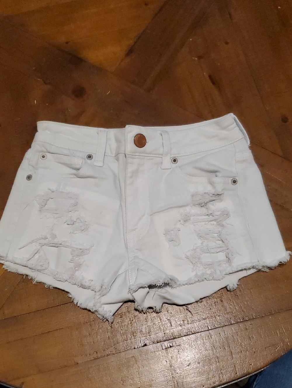 American Eagle Outfitters White Distressed Denim Cutoff Shorts